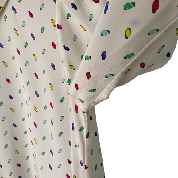 Kate Spade Peter Pan Collar Cream Silk Abstract Print Blouse in Size 8 - Picture 3 of 8